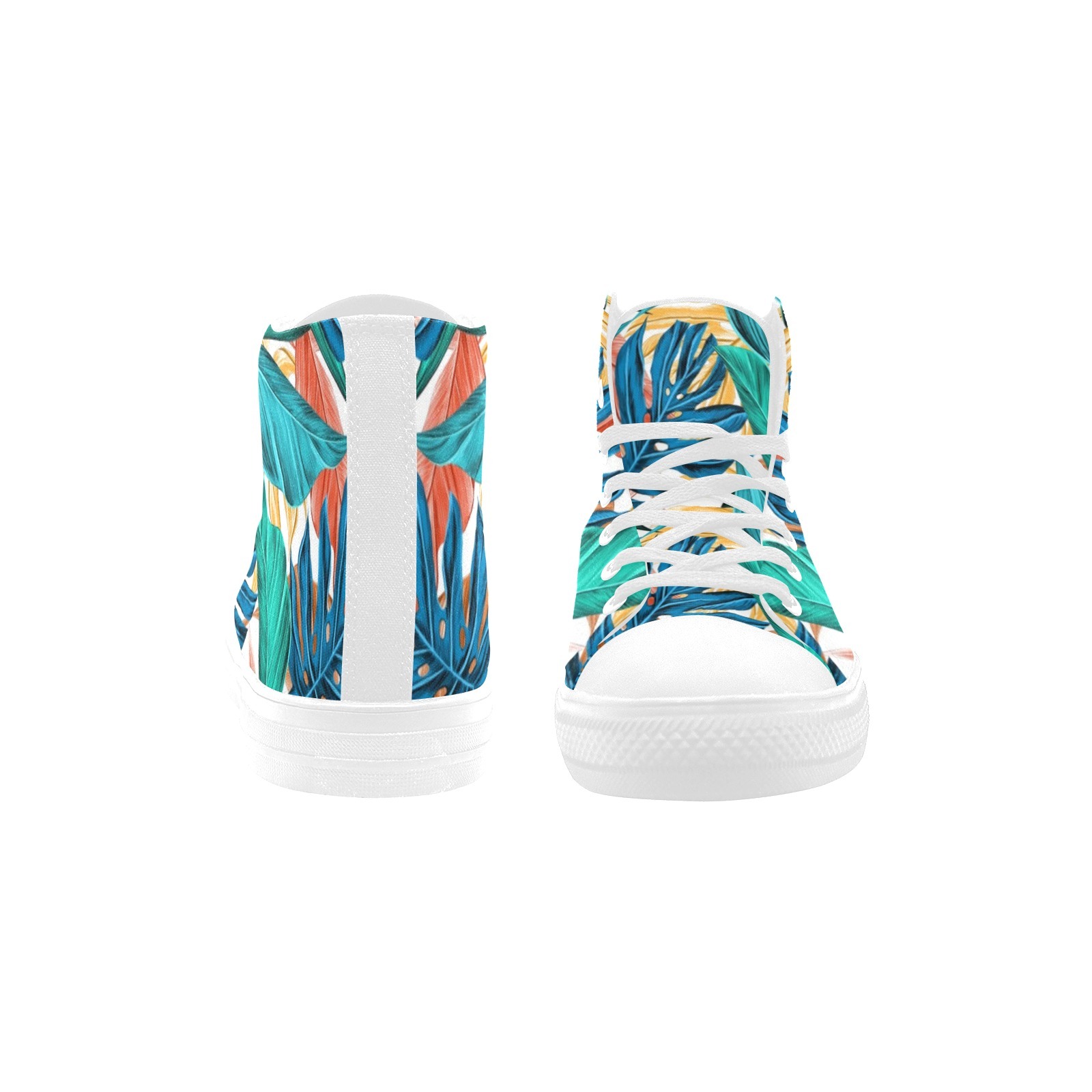 Leafs Art Printing Canvas Shoe Hi Top 0170 White Mans Womans