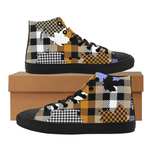 Plaids Printing Hi Top Canvas Shoe 0170 mans womans