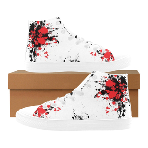 Splash Painting Red Black Canvas Shoe Printing Hi Top 0170 white mans womans