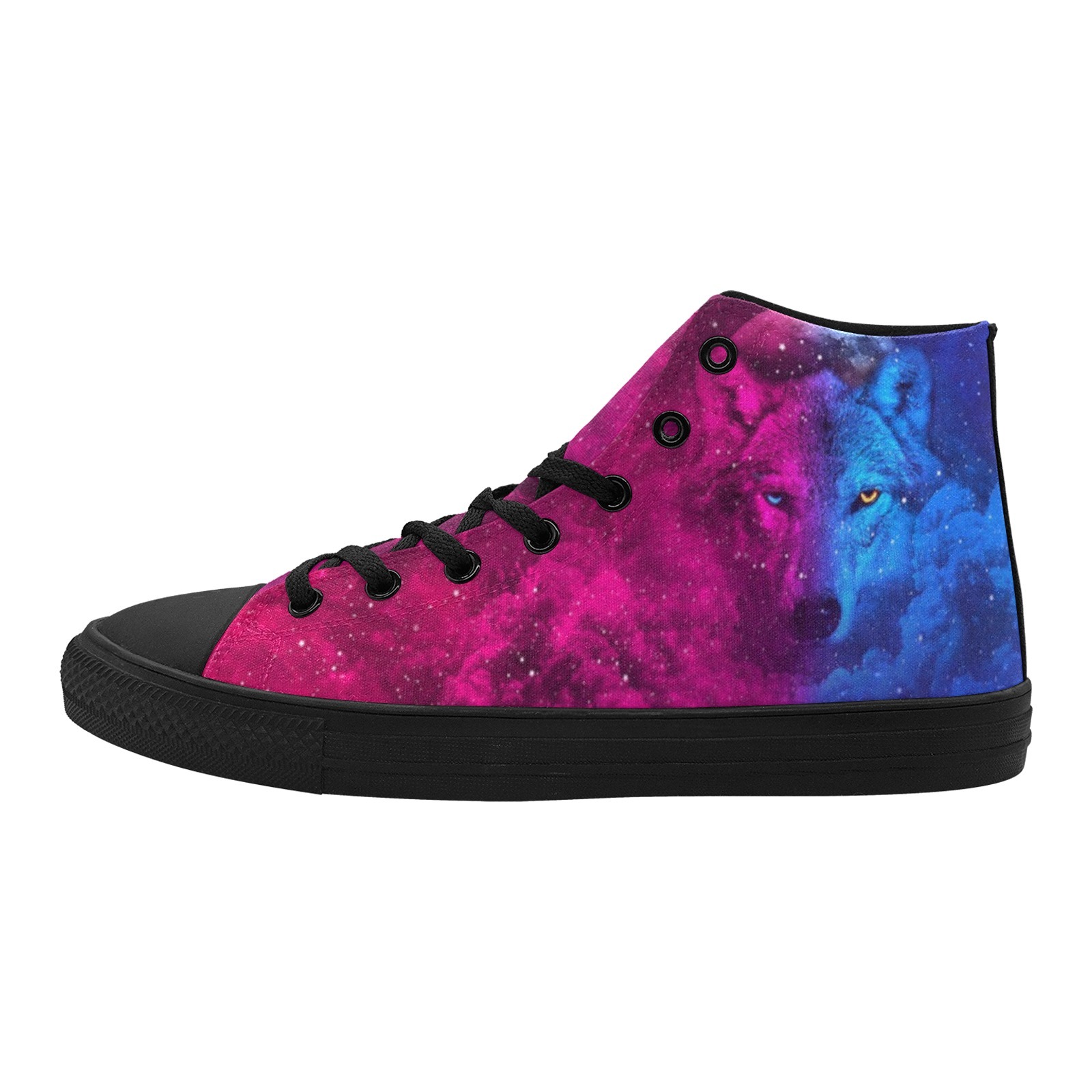 Wolf red blue Art Printing Canvas Shoe Hi Top 0170 black mans womans