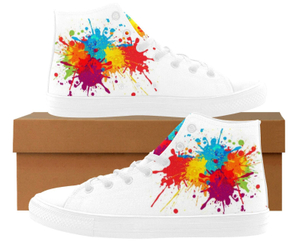 Splash Flowing CMYK RGB Ink Off White Printing Canvas Hi Top 0170 White Mans Womans