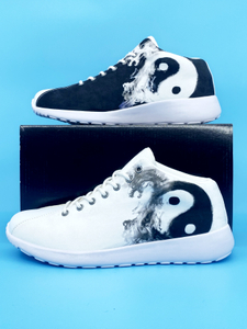 Taiji Dragon Black White Ankle Sneakers 47502 Mans Womans