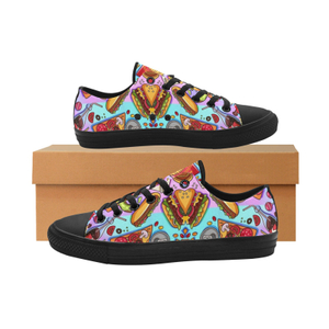 Hamburger Table Painting Print Sneakers Low Top 0180 black mans womans