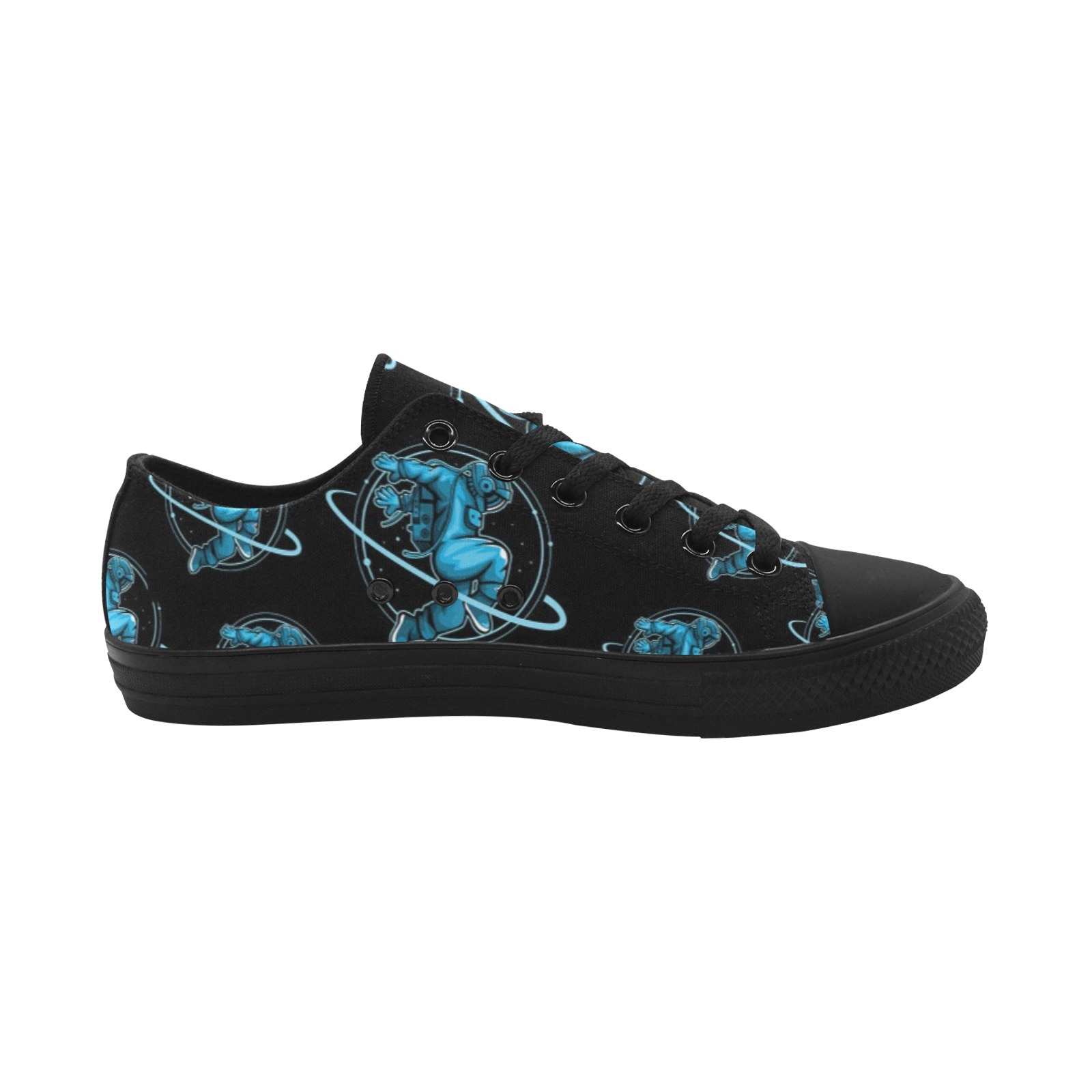 Planet Astronaut Spaceman Pilot Sneakers Low Top 0180 black mans womans