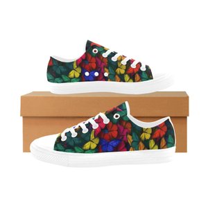 Butterfly Print Sneakers Low Top canvas white mans womans