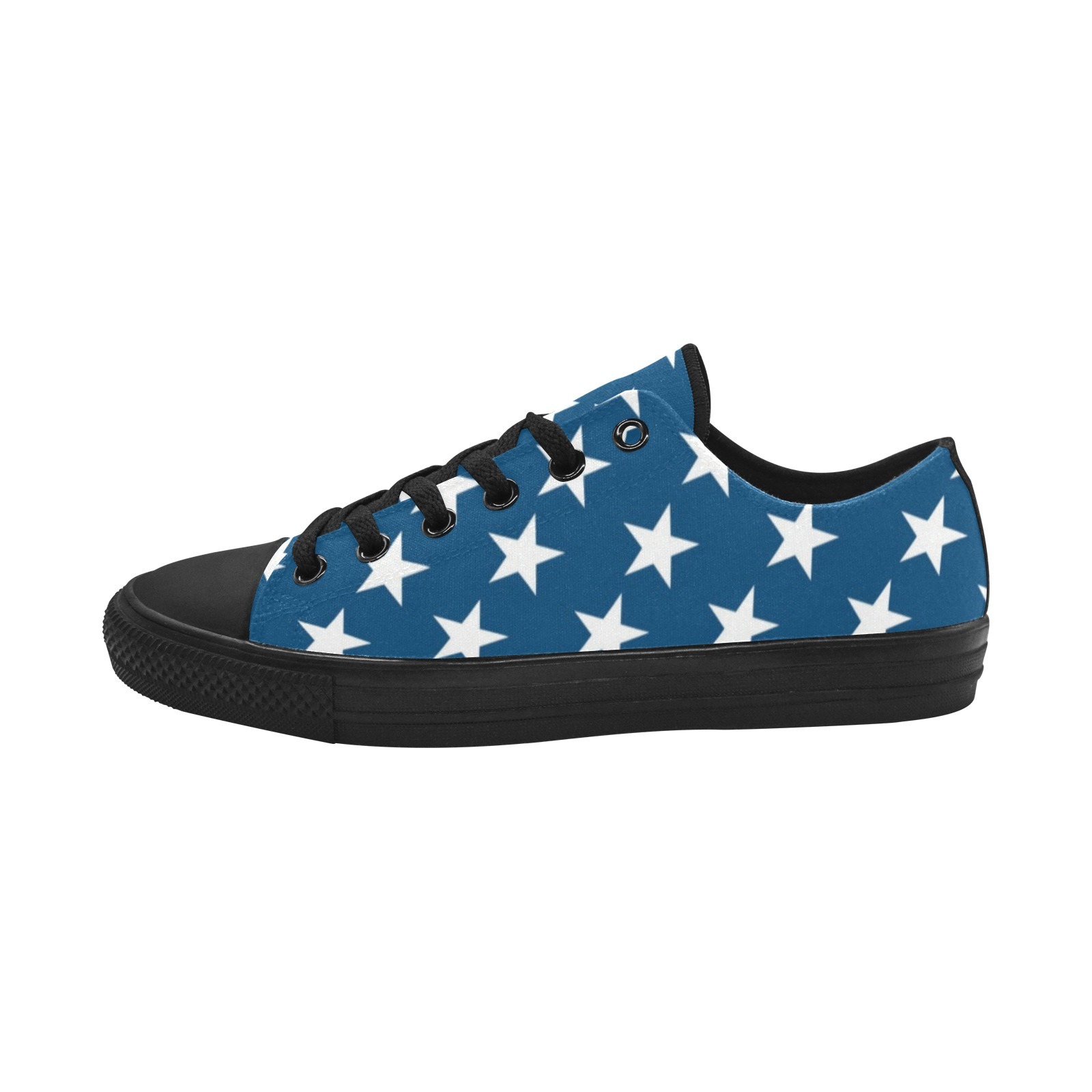 Green Stars Red Stripes Flag Unique Print Sneakers Low Top 0180 black mans womans