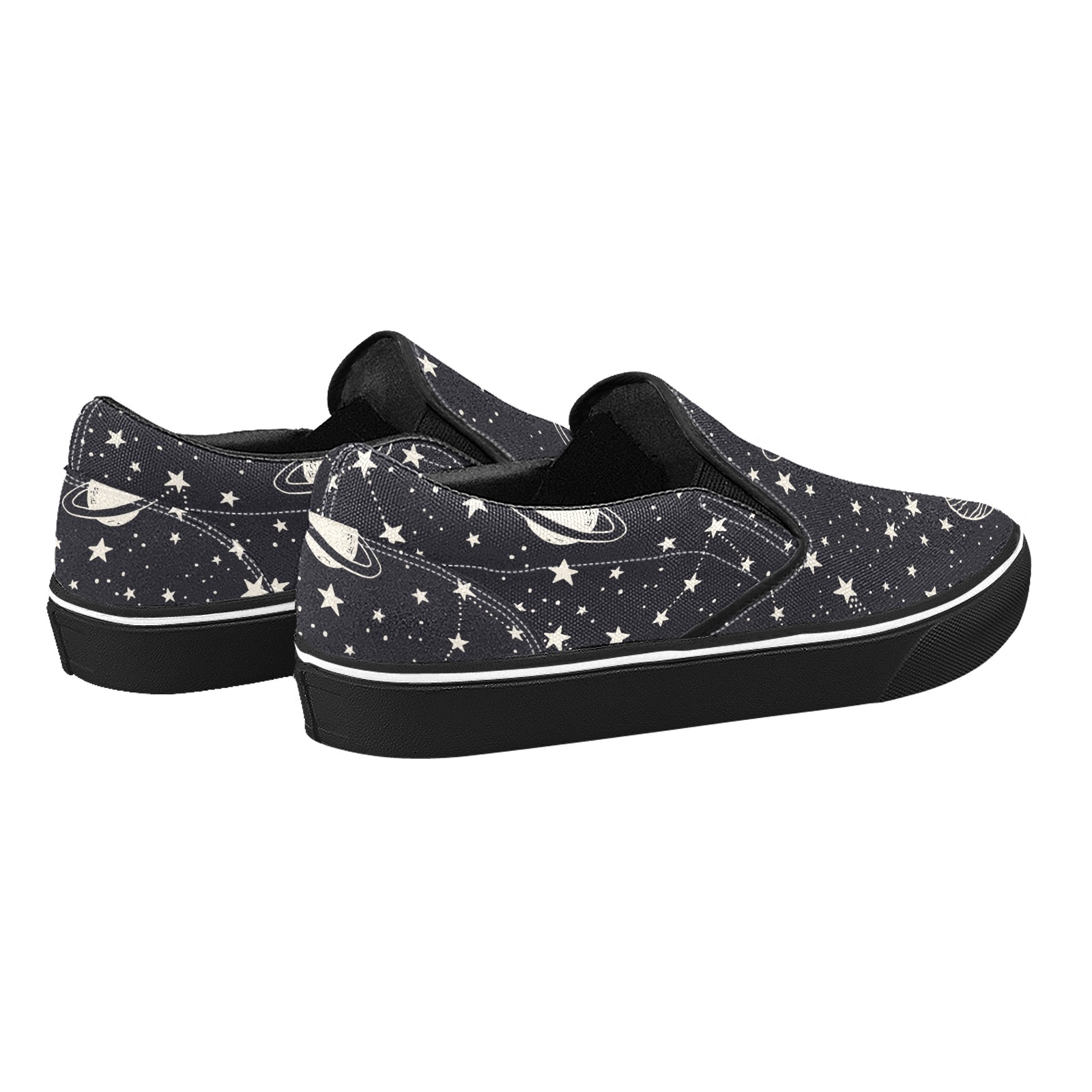 Planet Star Space Dark Print Canvas Slipon Shoe 0100 black man woman