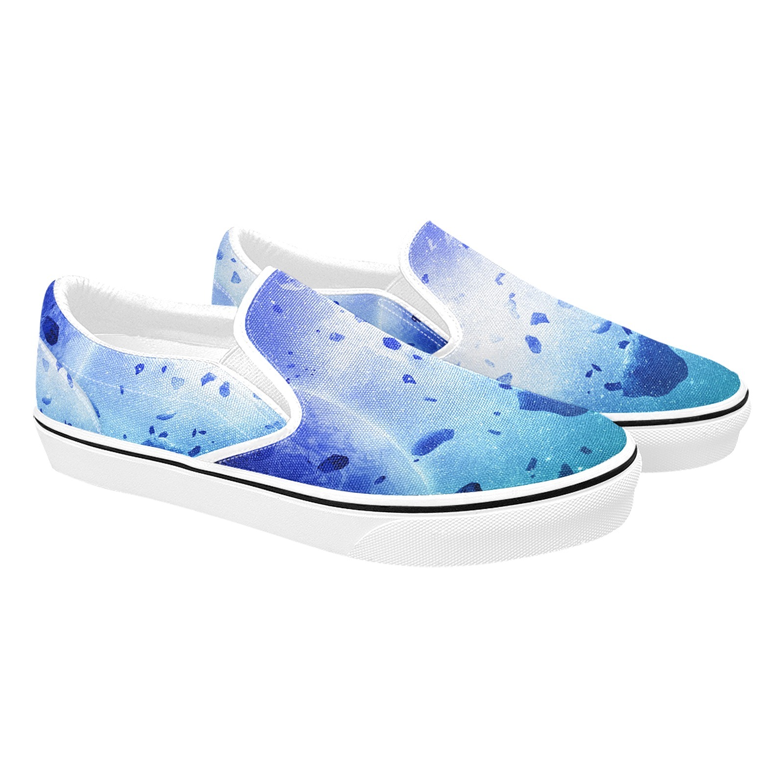 Blue Ice Stone Print Canvas Slipon Shoe 0100 white man woman