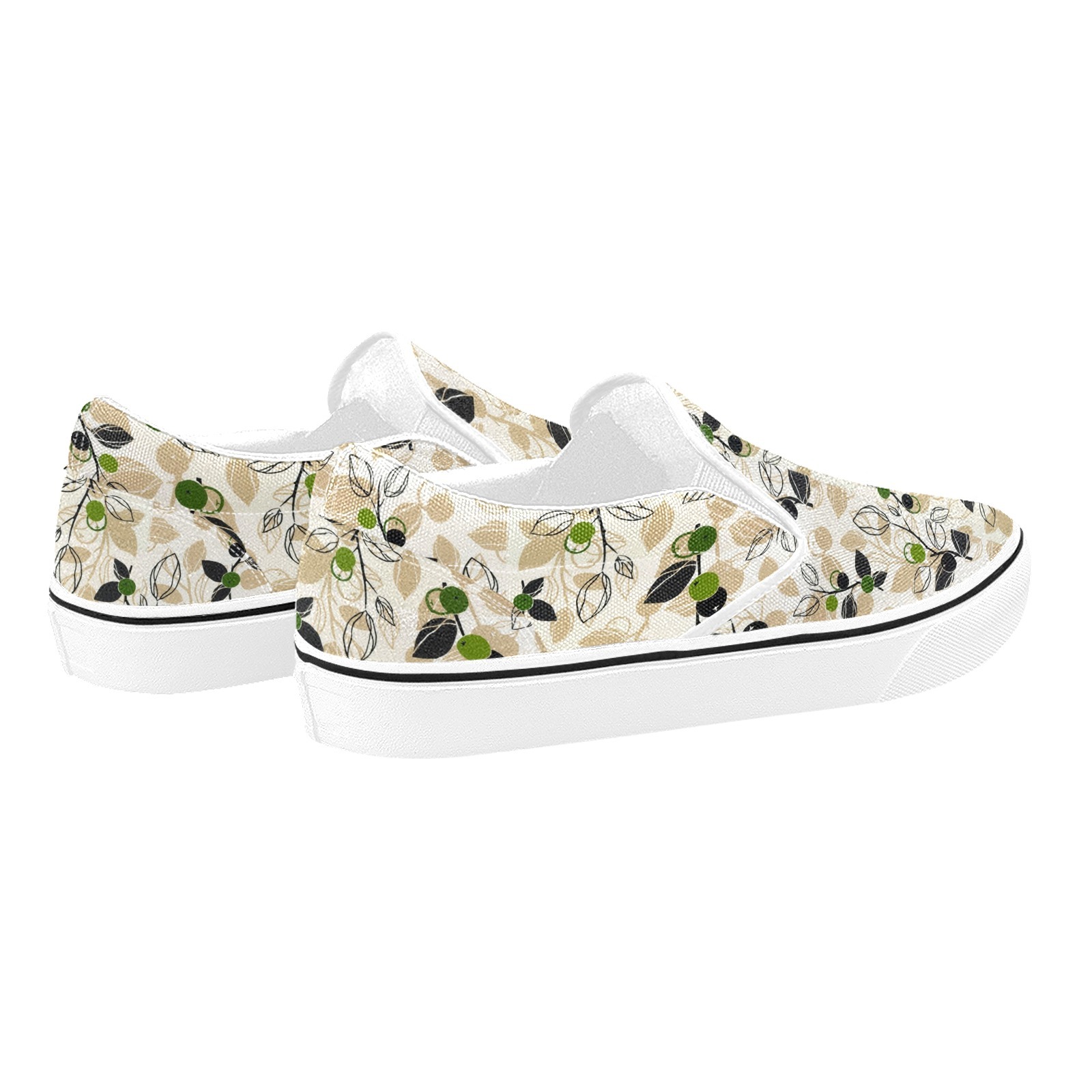 Green Grain Print Canvas Slipon Shoe 0100 white man woman