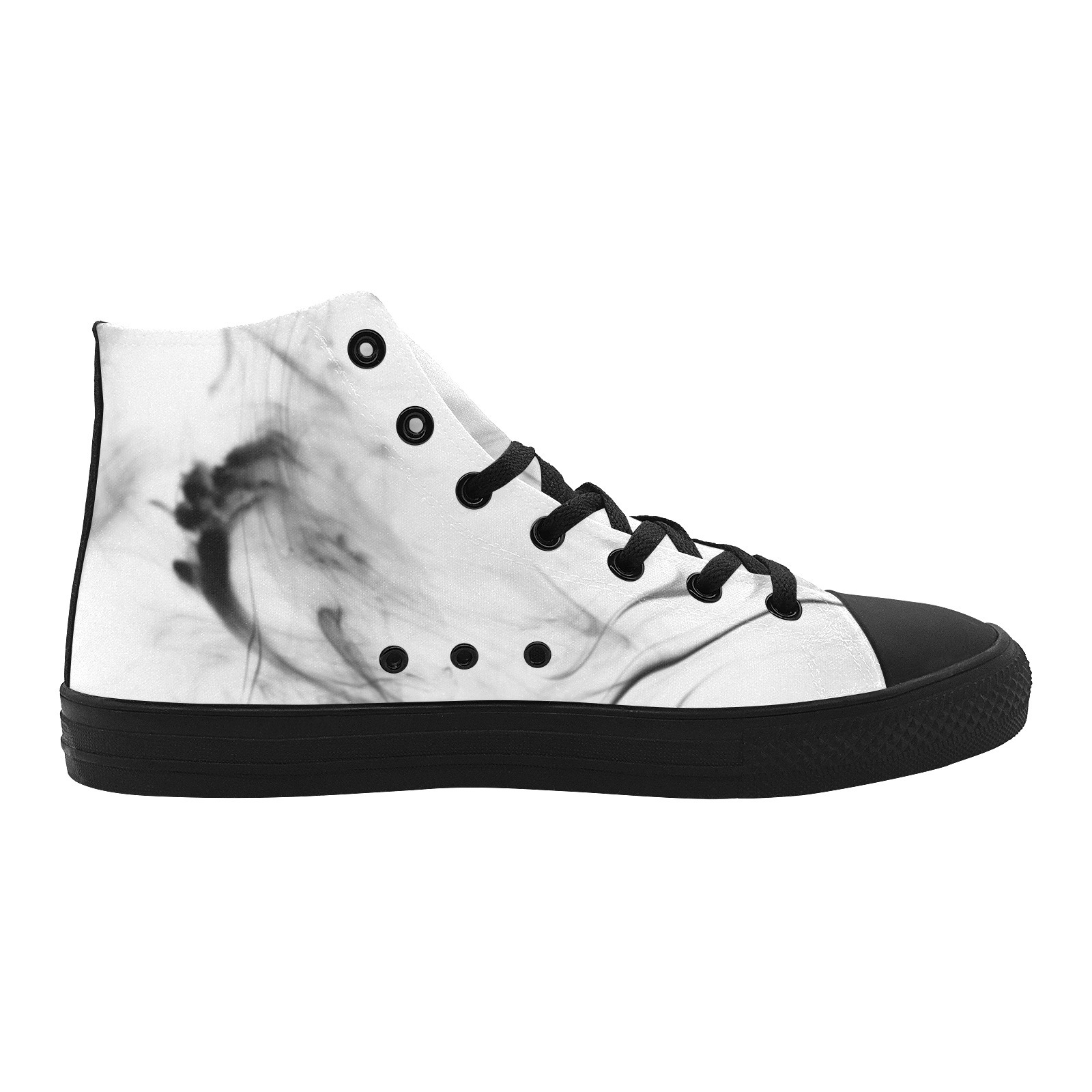 Abstract black White Watercolor Hand Stock printing Canvas Hi Top Shoes 0170 mans womans