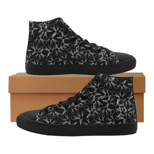 Cystal Bars Black Printing Canvas Shoe Hi Top 0170 Mans Womans