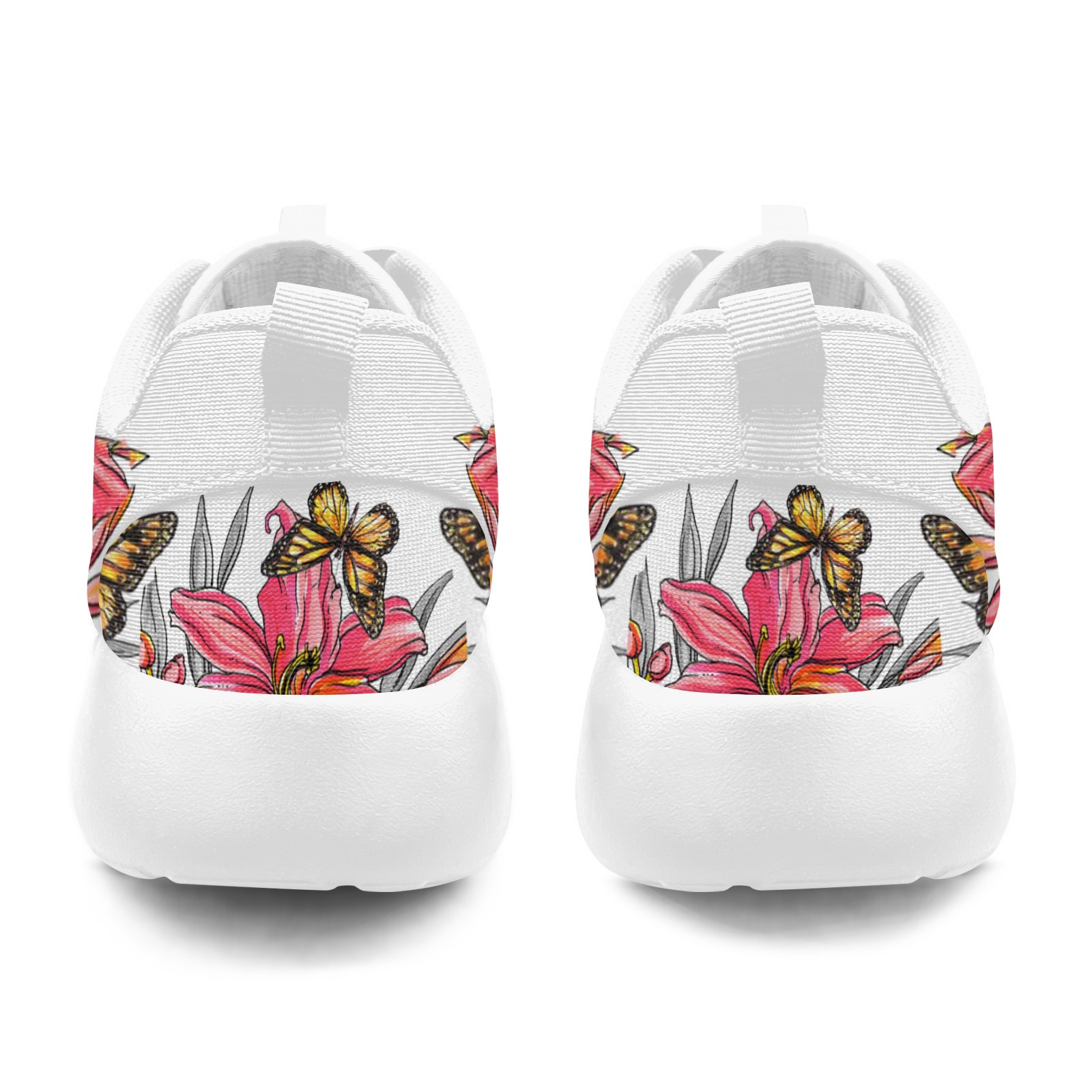  Butterflies over red Printed Sneakers 02001 white mans womans athltics