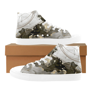 Marble Dec Cool Color Printing Canvas Shoe Hi Top 0170 mans womans