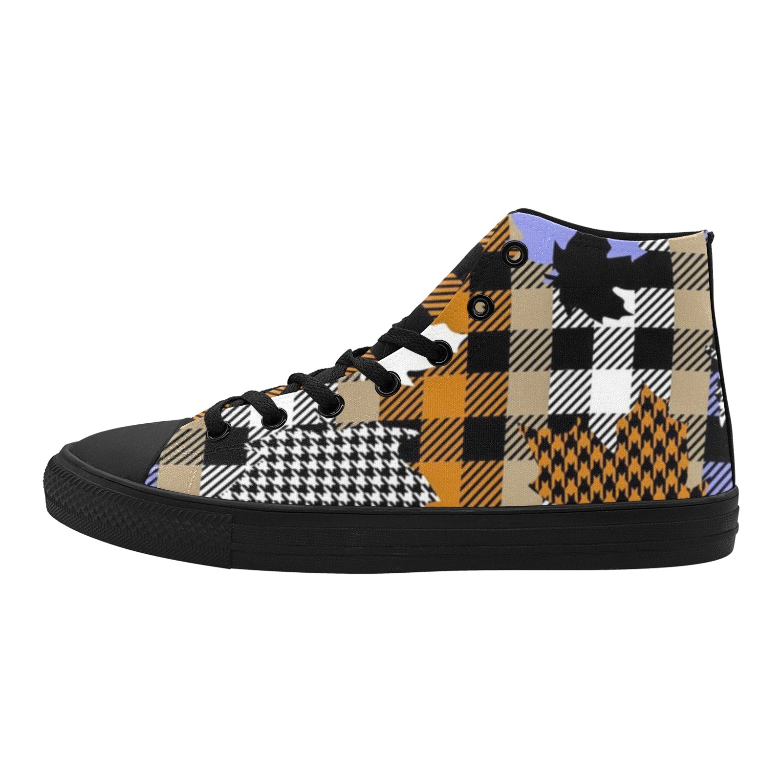 Plaids Printing Hi Top Canvas Shoe 0170 mans womans