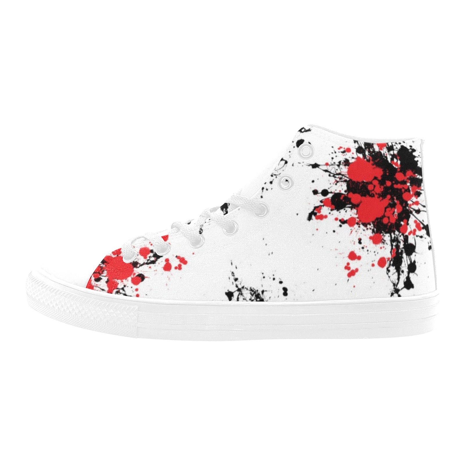 Splash Painting Red Black Canvas Shoe Printing Hi Top 0170 white mans womans