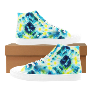 Tie Dye Seamless Pattern Watercolor Printing Canvas Shoe Hi Top 0170 white mans womans