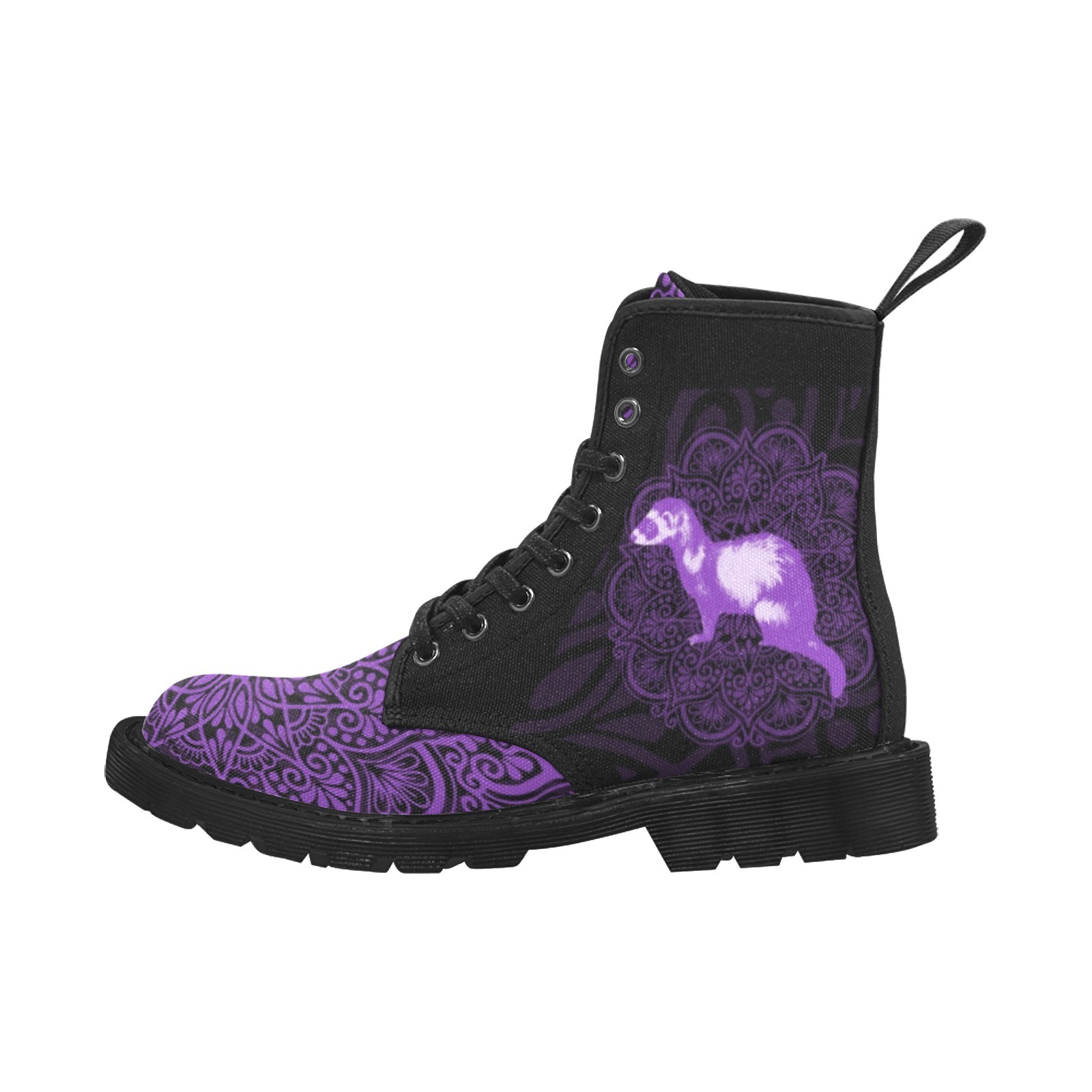 Ferret Purple Printing Boot Fashion Canvas Comfortable 1203 black mans womans