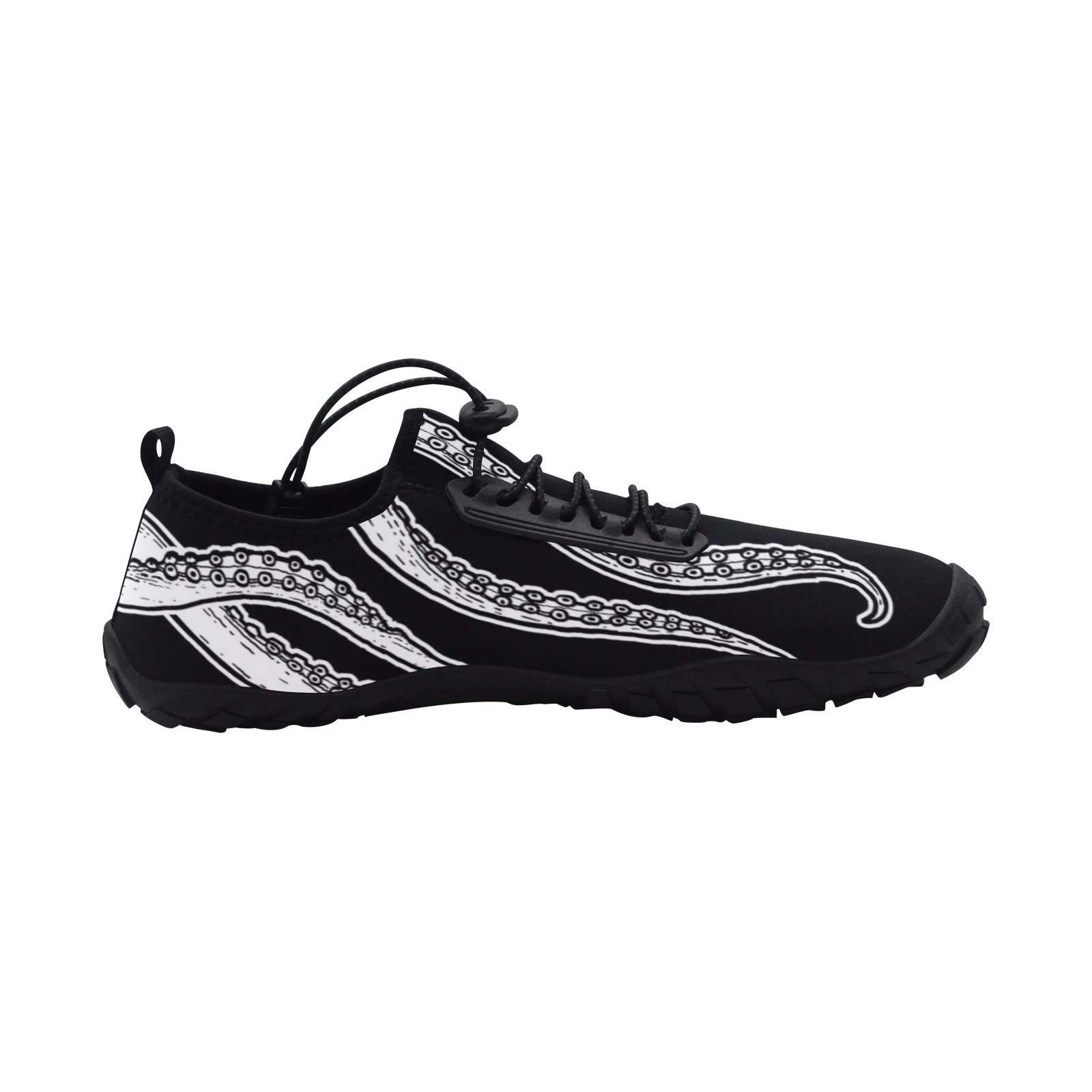 Cirrus Dark Sea Feeler Tentacle Print Neoprene SBR Jessy Aqua Shoe Lace Water Flow 21093 black big size man woman