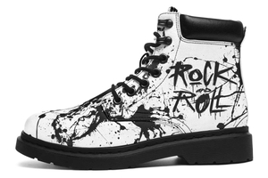 Rock And Roll Black Splash Print Suede Classic Ankle Boot Stitch Sole 058-1 big size man woman