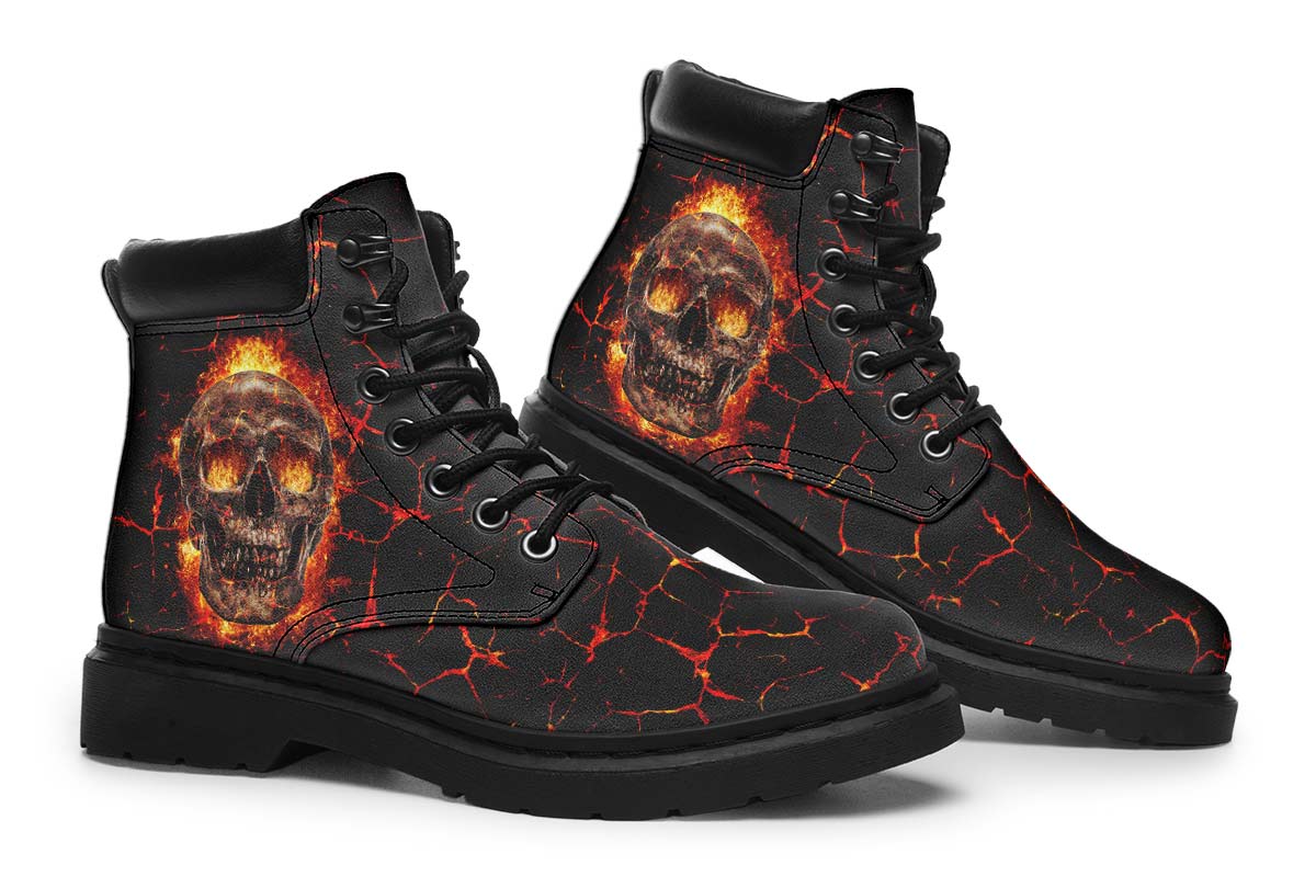 Skull Lava Print Suede Classic Ankle Boot Stitch Sole 058-1 big size mans womans