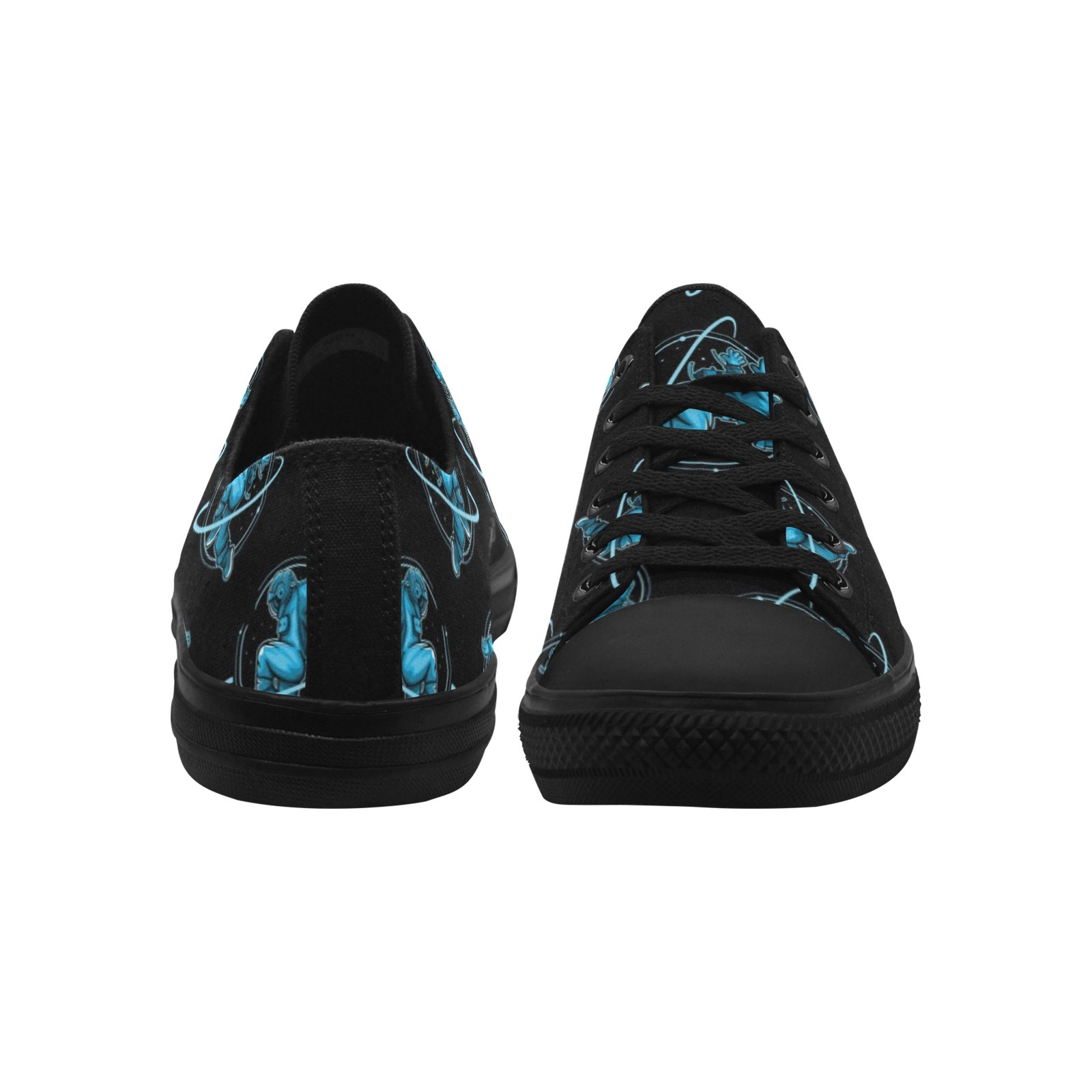 Planet Astronaut Spaceman Pilot Sneakers Low Top 0180 black mans womans