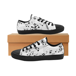 Musical Notes Print Sneakers Low Top 0180 black mans womans