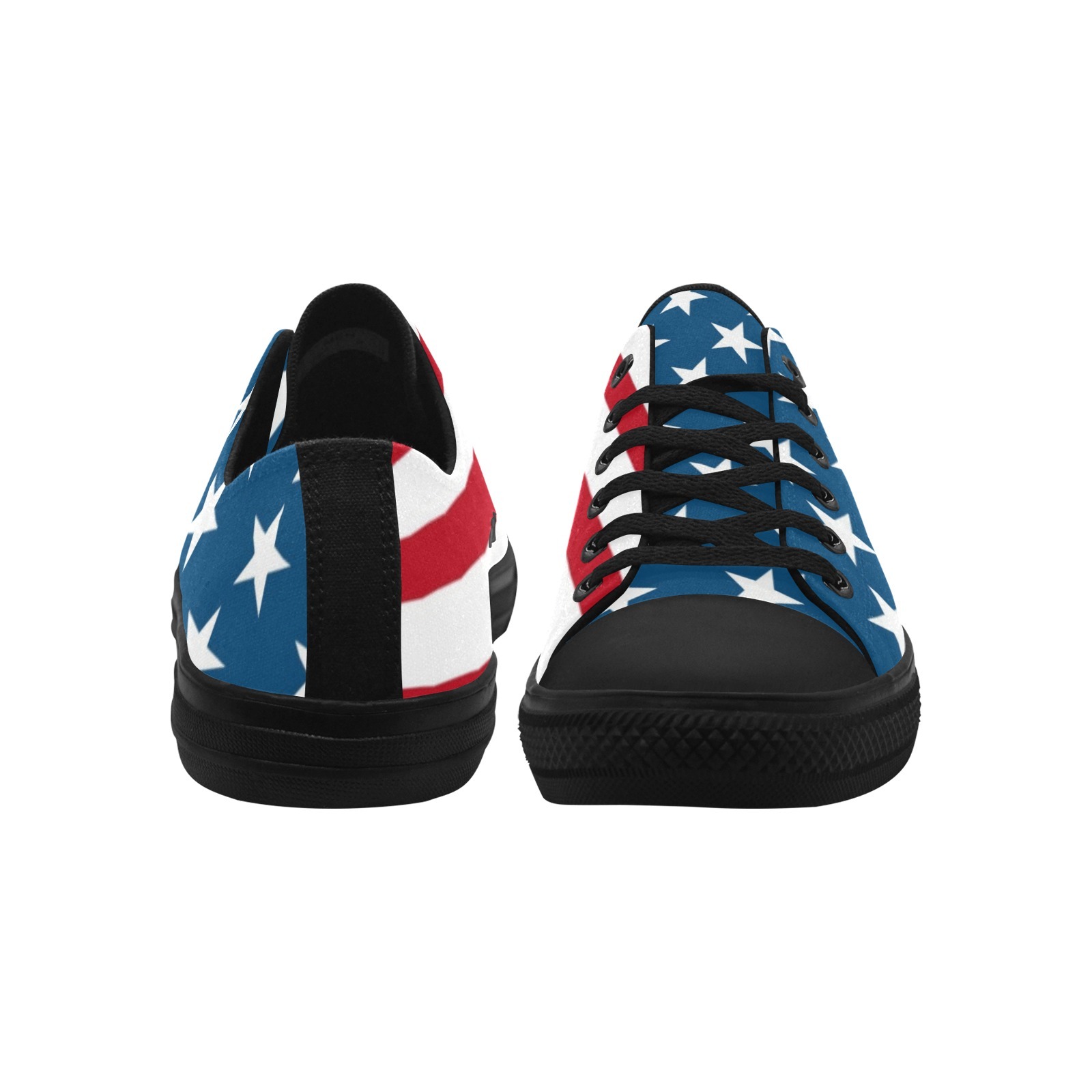 Green Stars Red Stripes Flag Unique Print Sneakers Low Top 0180 black mans womans