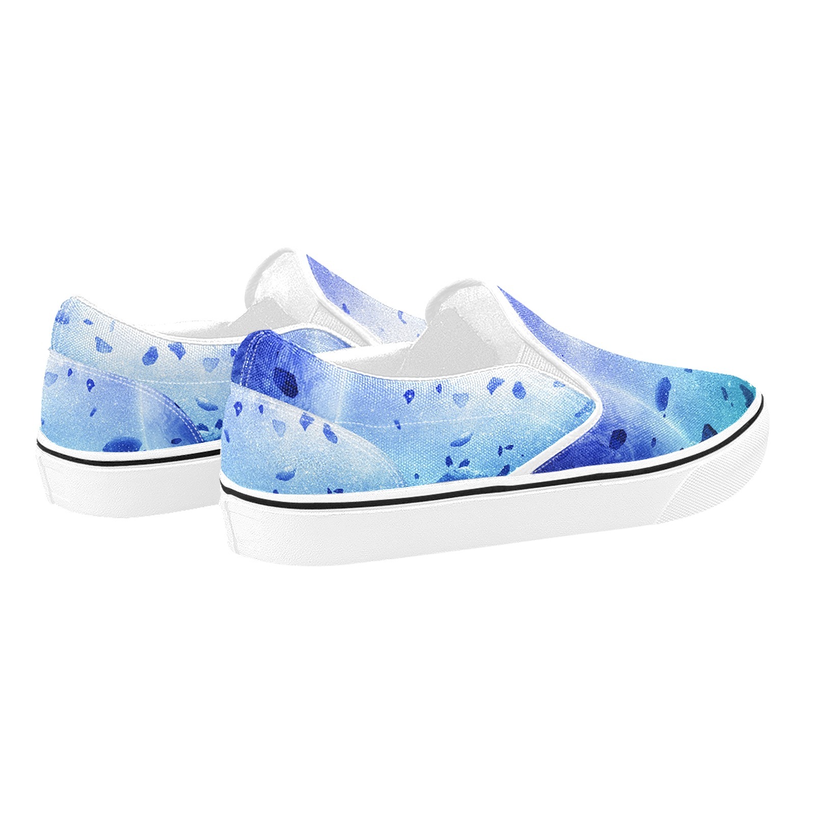 Blue Ice Stone Print Canvas Slipon Shoe 0100 white man woman