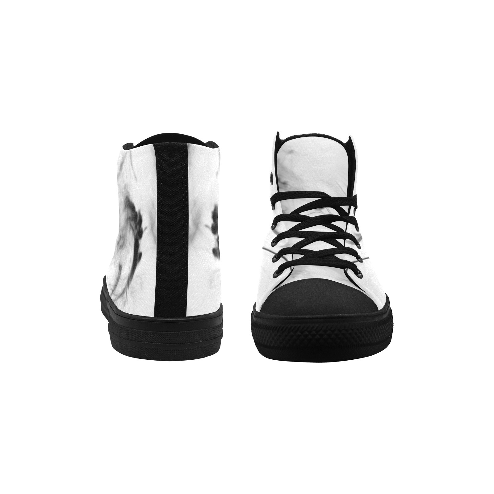 Abstract black White Watercolor Hand Stock printing Canvas Hi Top Shoes 0170 mans womans