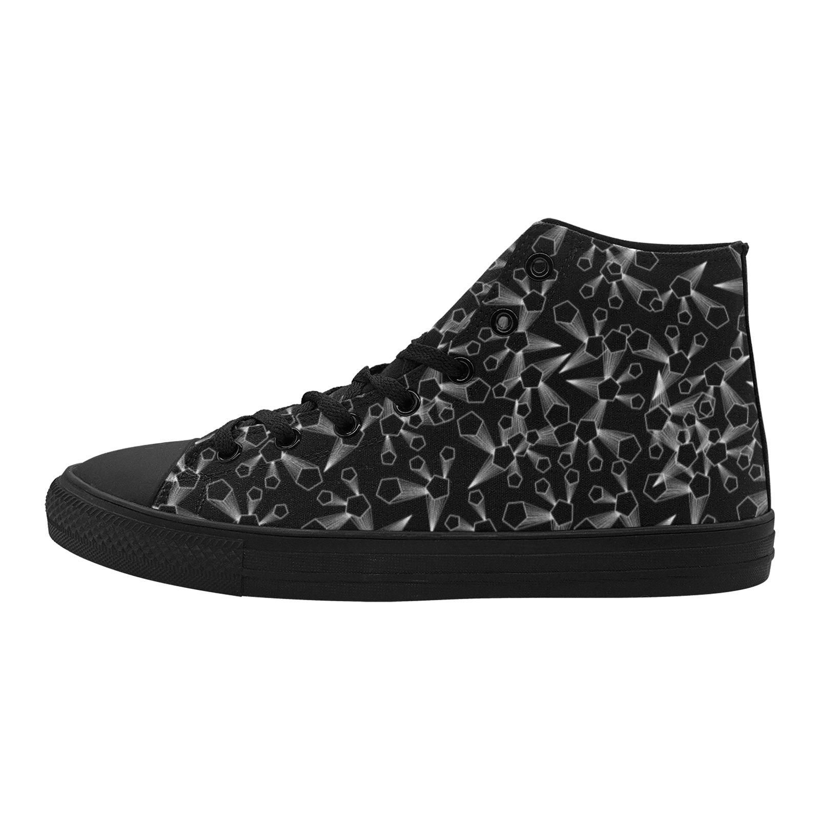 Cystal Bars Black Printing Canvas Shoe Hi Top 0170 Mans Womans