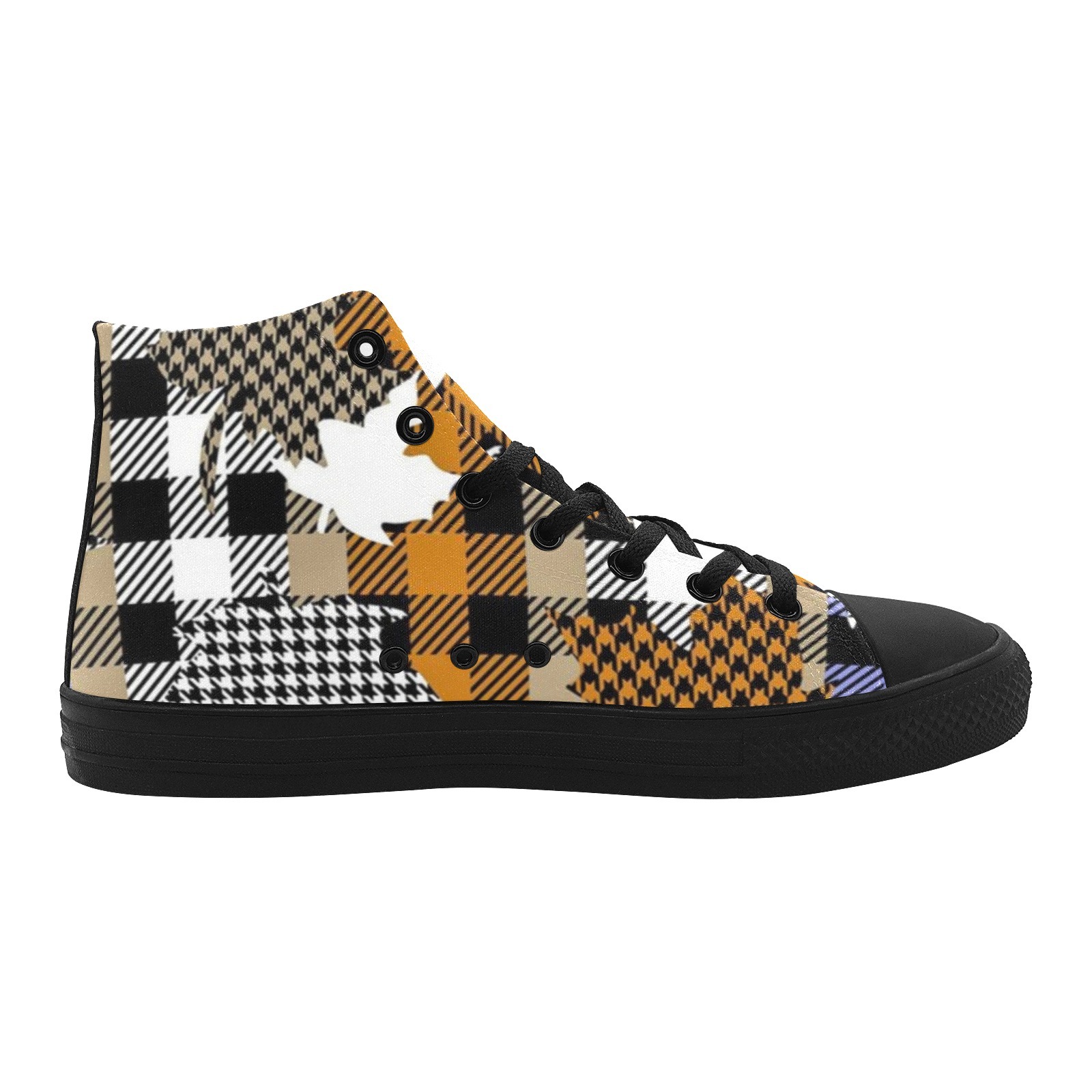 Plaids Printing Hi Top Canvas Shoe 0170 mans womans