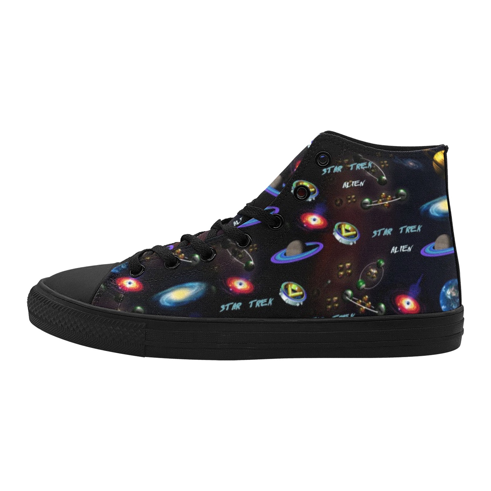 Star Trek Alien Fans Printing Shoe Canvas Hi Top 0170 Black mans womans