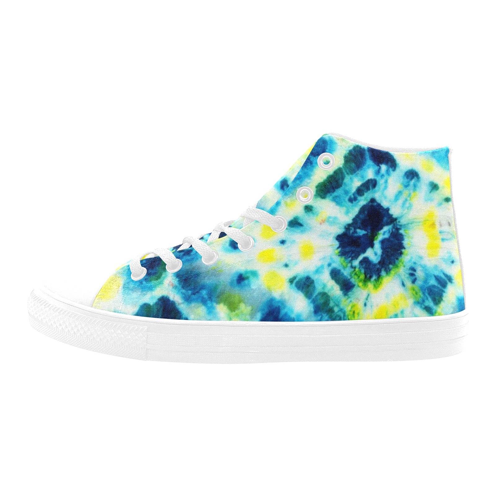 Tie Dye Seamless Pattern Watercolor Printing Canvas Shoe Hi Top 0170 white mans womans