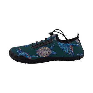 Sea Turtles Tortoies Green Print Neoprene SBR Jessy Aqua Shoe Lace Water Flow 21093 black big size man woman