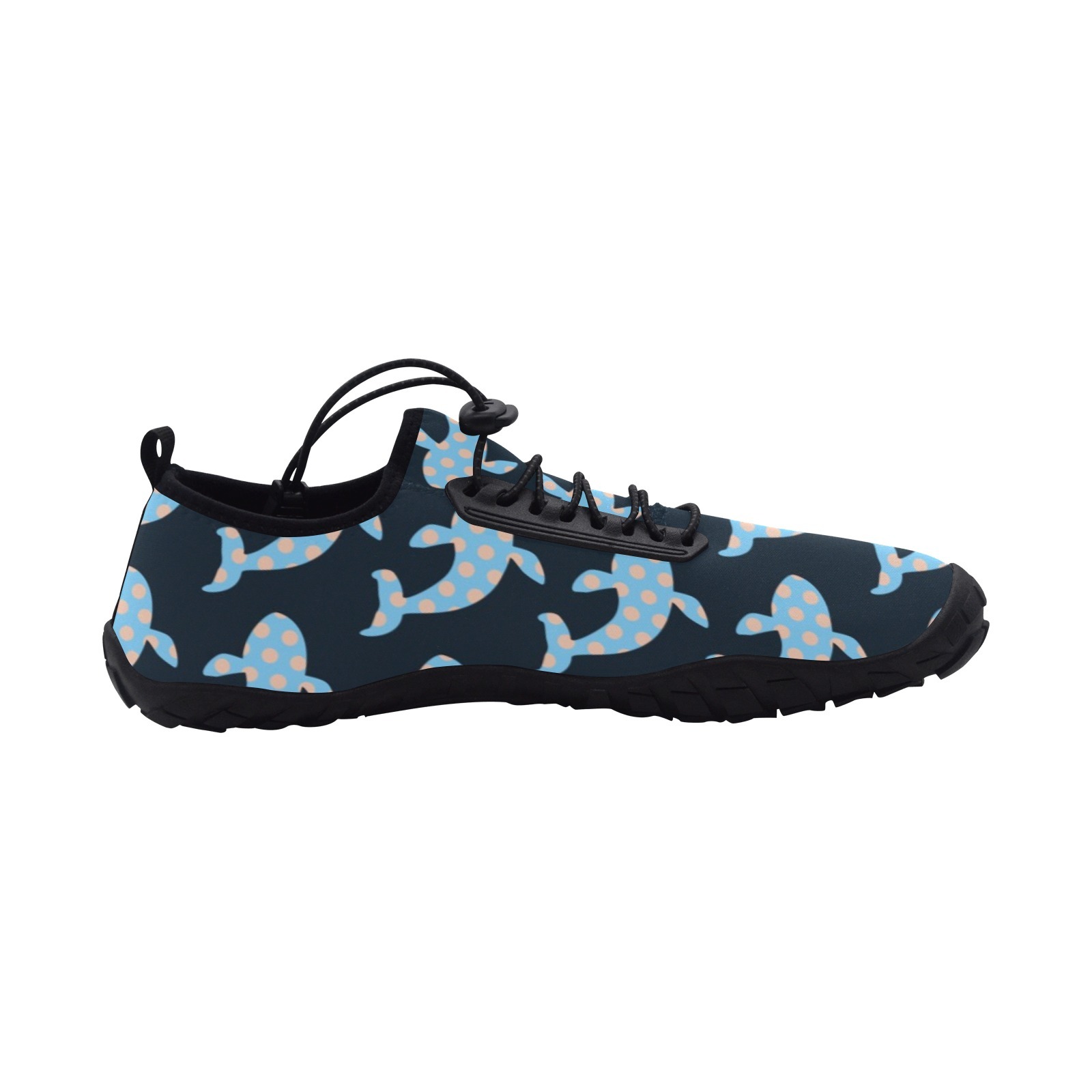 Whale Pink Bubble Marine Mammal Dark Print Neoprene SBR Jessy Aqua Shoe Lace Water Flow 21093 black big size man woman