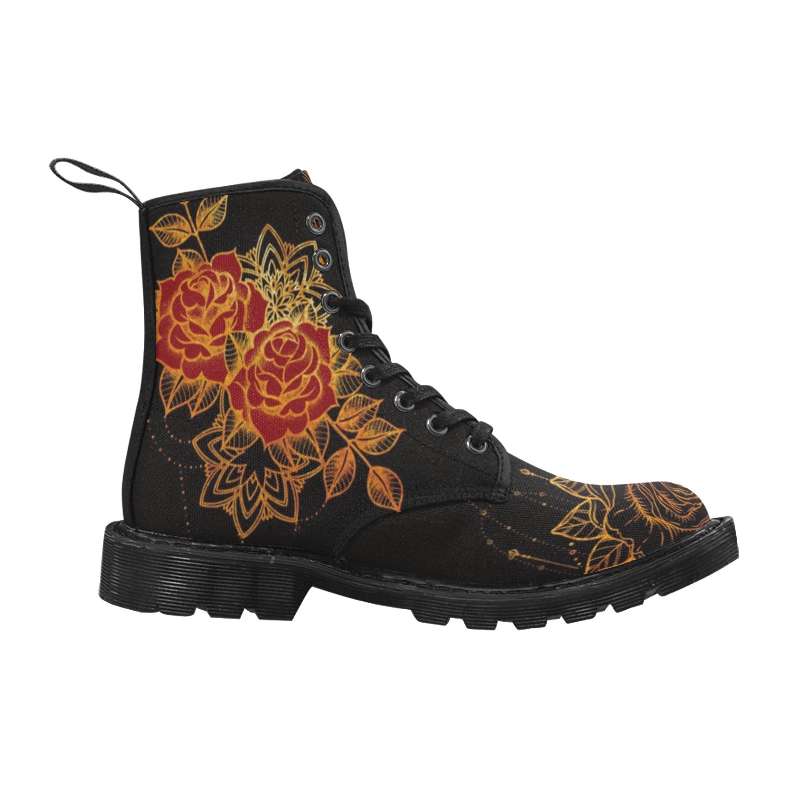 Golden Rose Printing Boot Fashion Canvas Comfortable 1203 black mans womans