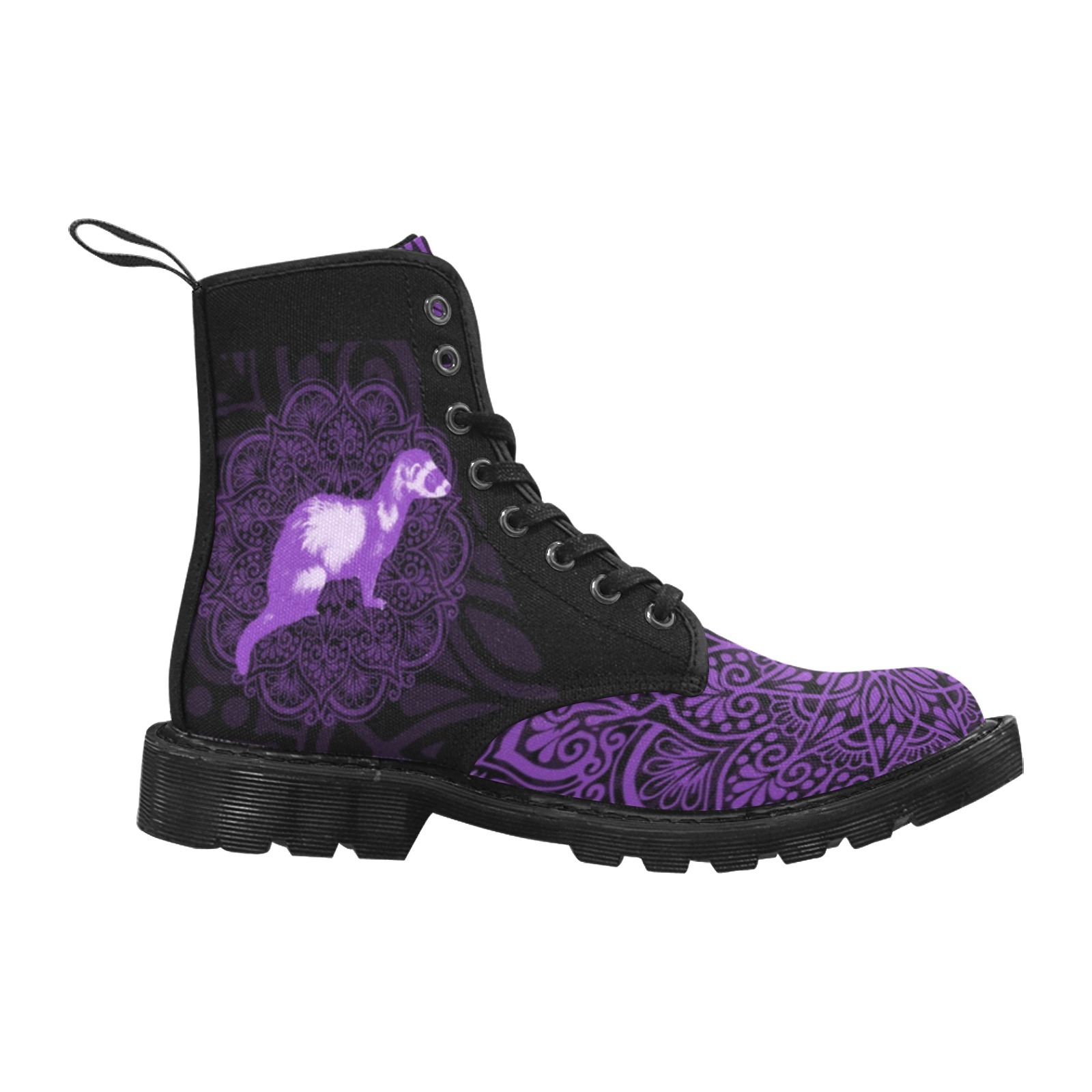 Ferret Purple Printing Boot Fashion Canvas Comfortable 1203 black mans womans