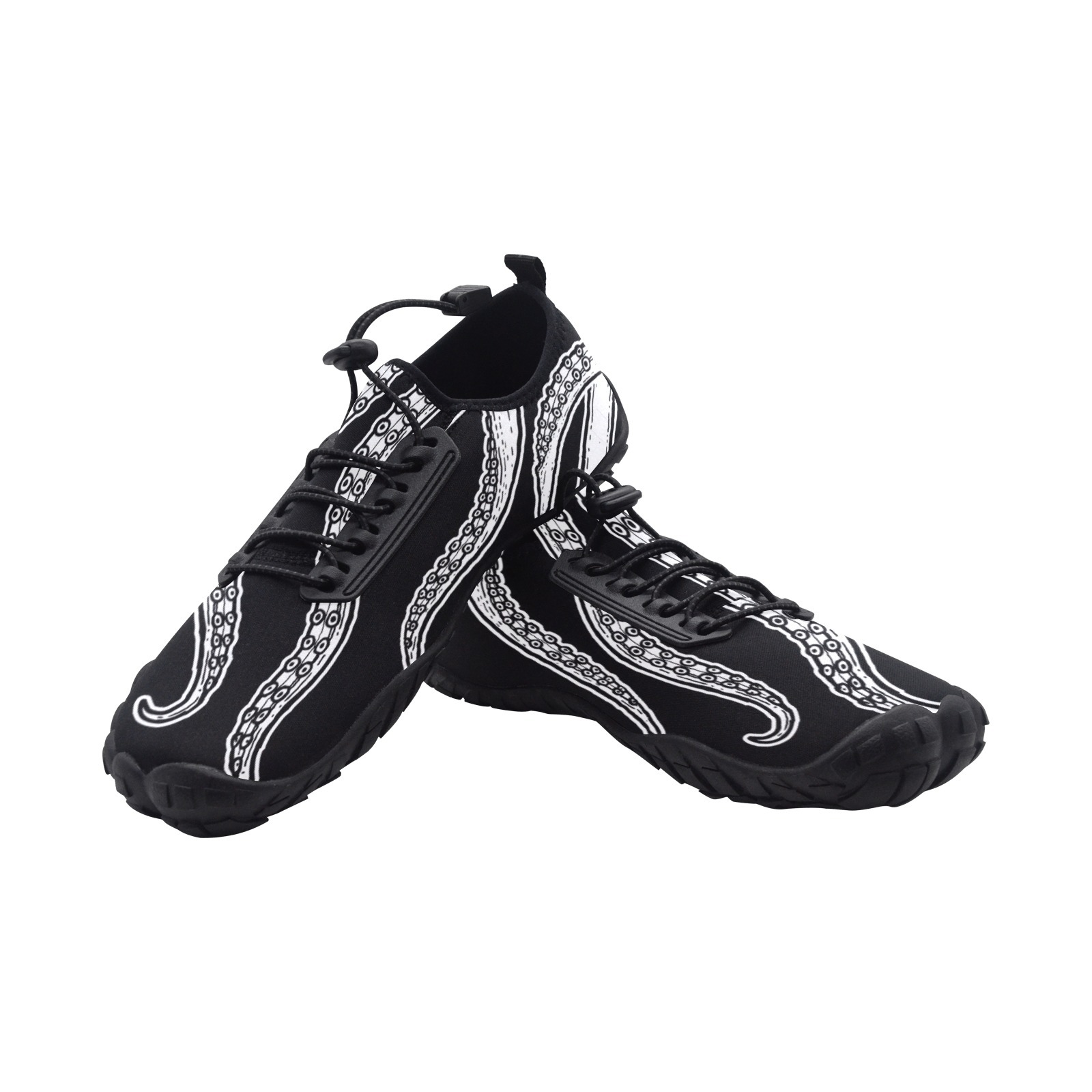 Cirrus Dark Sea Feeler Tentacle Print Neoprene SBR Jessy Aqua Shoe Lace Water Flow 21093 black big size man woman