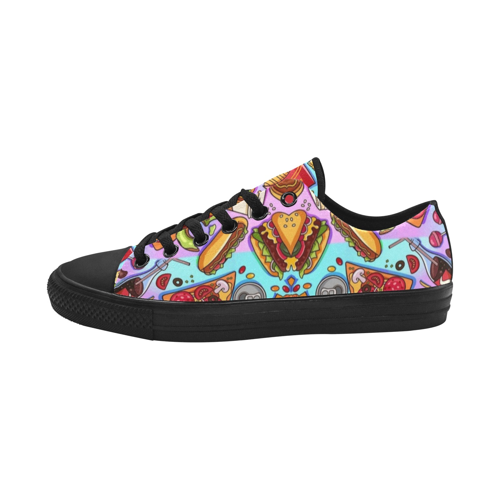 Hamburger Table Painting Print Sneakers Low Top 0180 black mans womans