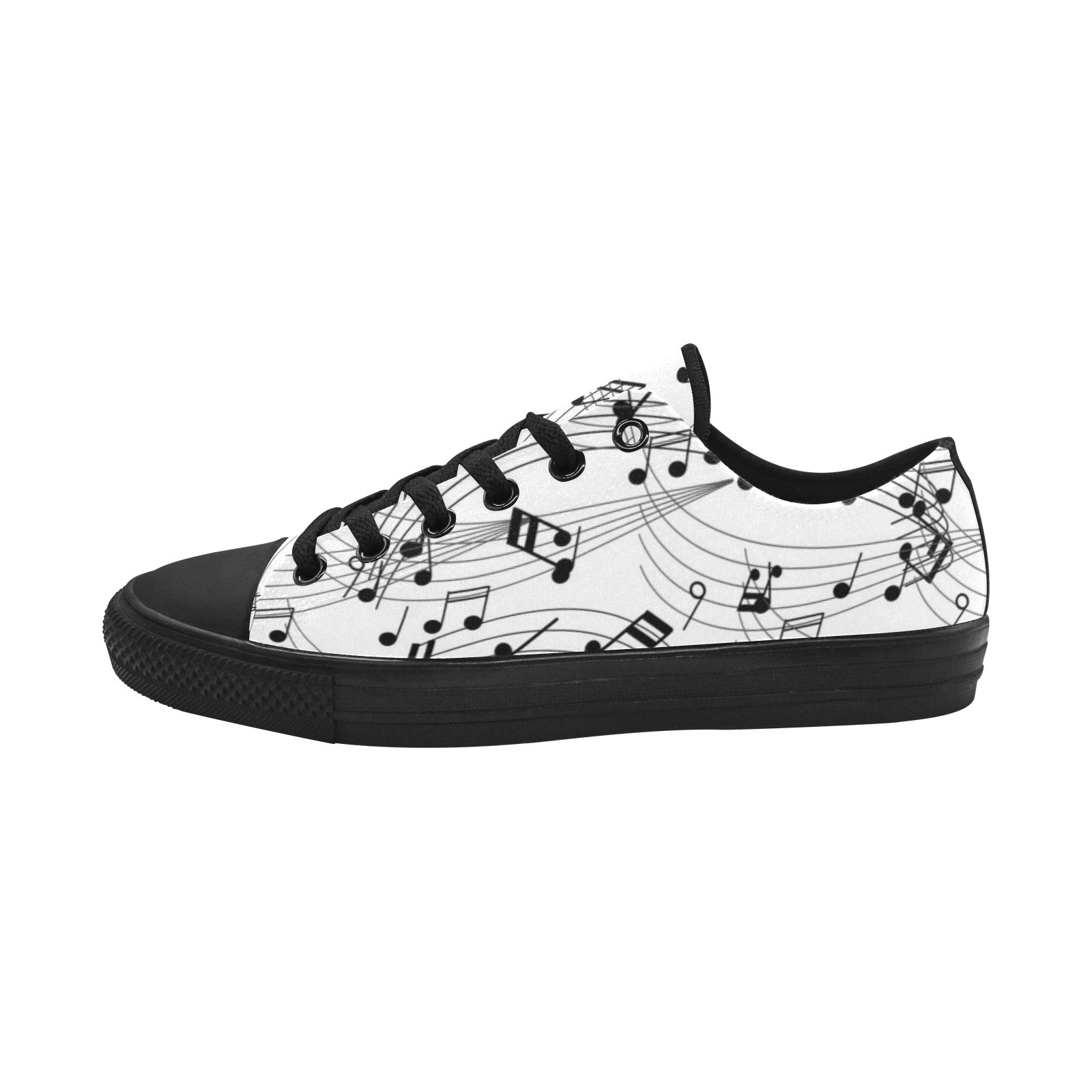 Musical Notes Print Sneakers Low Top 0180 black mans womans