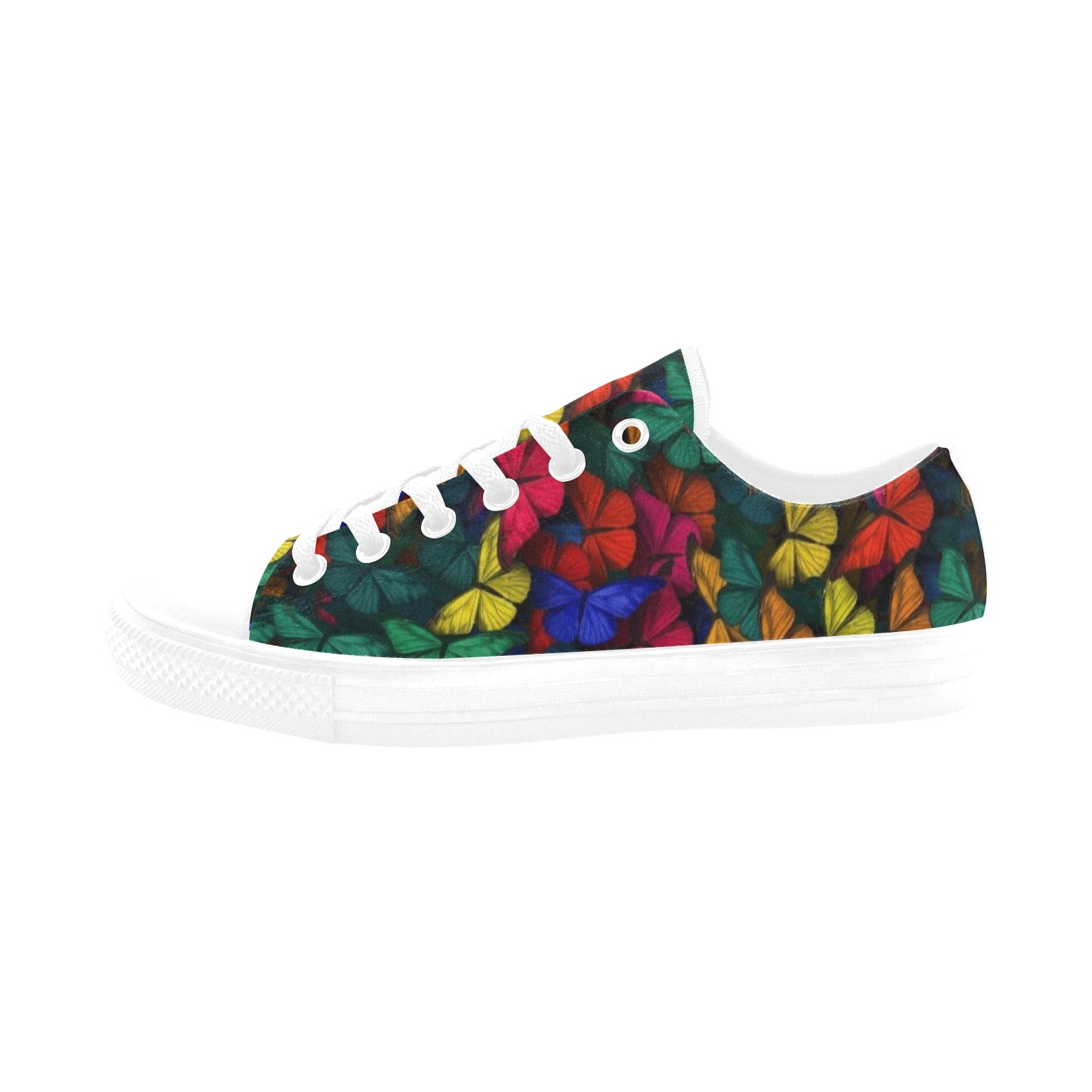 Butterfly Print Sneakers Low Top canvas white mans womans