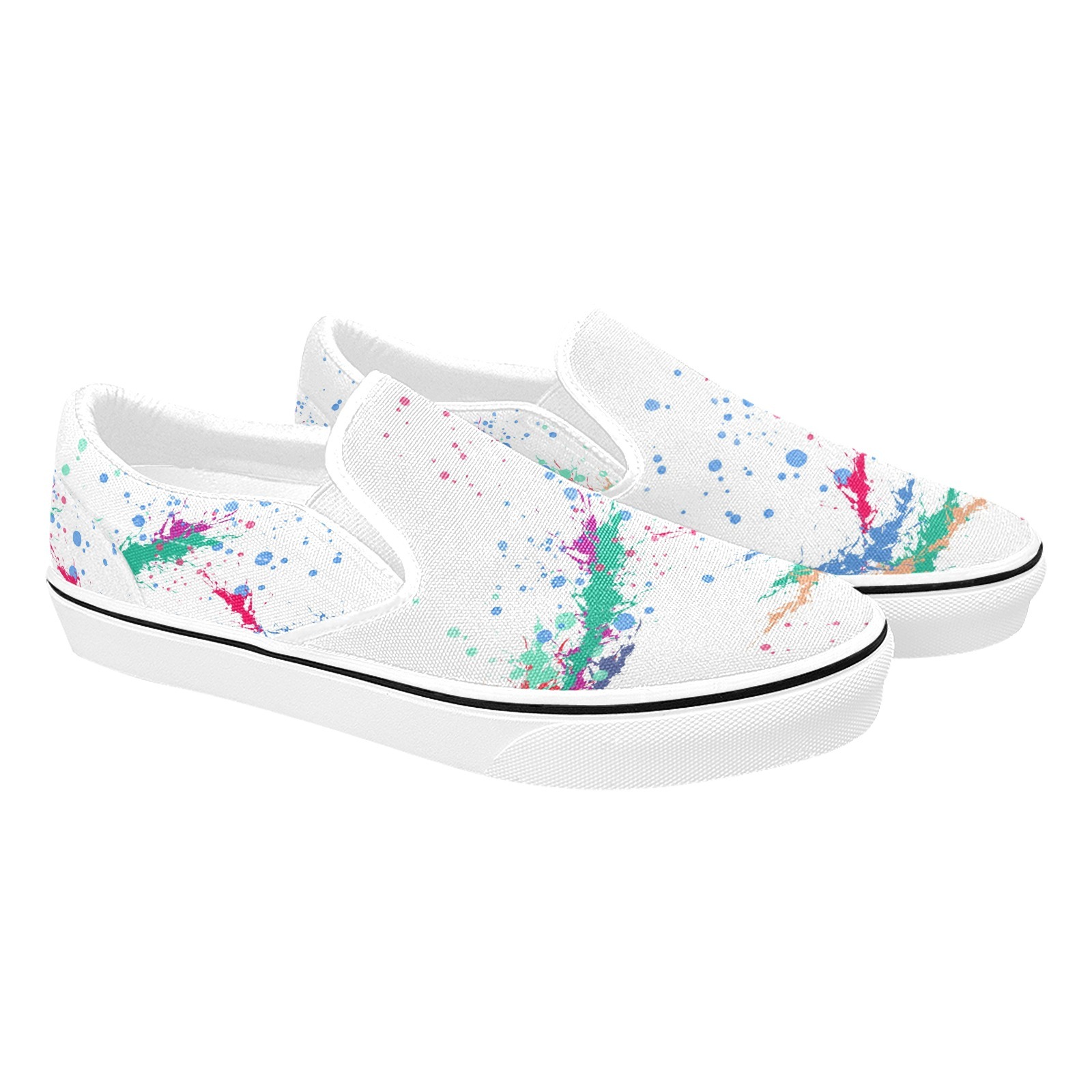 Splash Ink Print Canvas Slipon Shoe 0100 white man woman