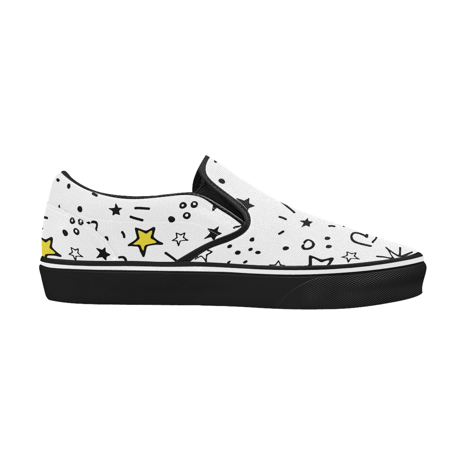 Happy Star Light Print Canvas Slipon Shoe 0100 white man woman