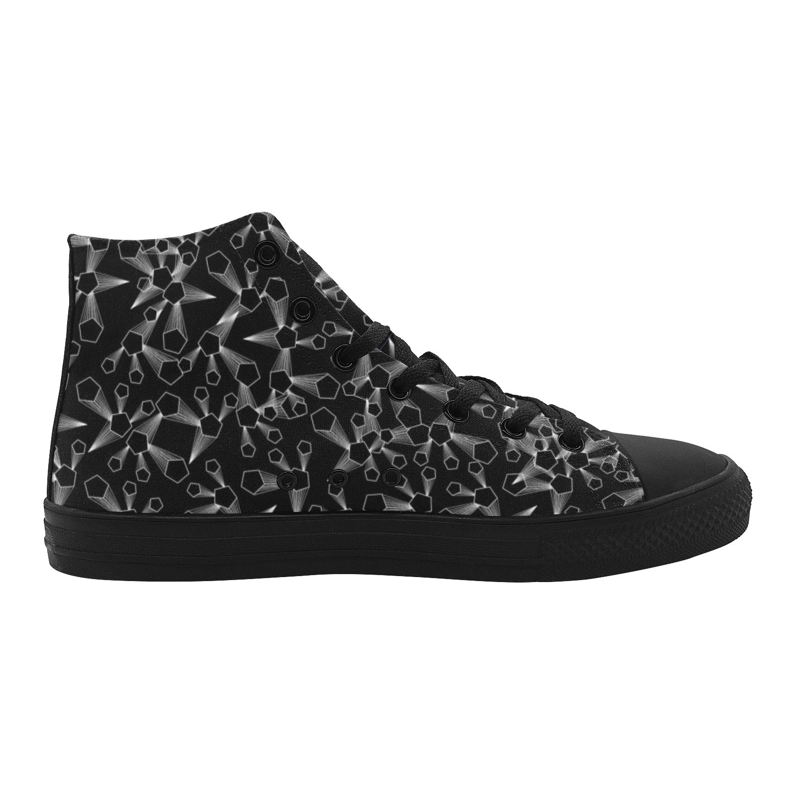 Cystal Bars Black Printing Canvas Shoe Hi Top 0170 Mans Womans