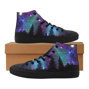 Galaxy Libra Night printing Canvas shoe Hi Top 0170 black mans womans