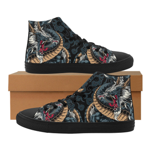 Eastern Dragon Design Printing Canvas Shoe Hi Top 0170 black Mans Womans