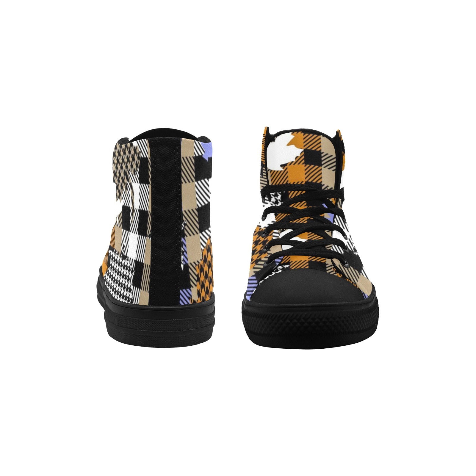 Plaids Printing Hi Top Canvas Shoe 0170 mans womans