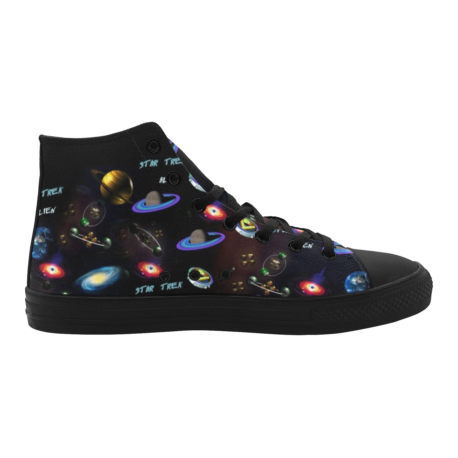 Star Trek Alien Fans Printing Shoe Canvas Hi Top 0170 Black mans womans