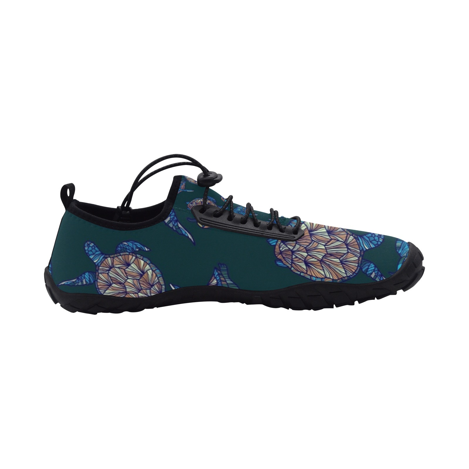 Sea Turtles Tortoies Green Print Neoprene SBR Jessy Aqua Shoe Lace Water Flow 21093 black big size man woman