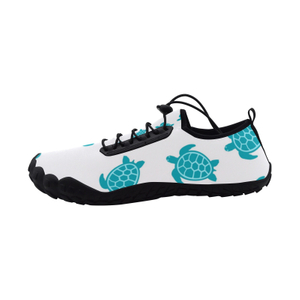 Sea Turtles Tortoies White Print Neoprene SBR Jessy Aqua Shoe Lace Water Flow 21093 black big size man woman